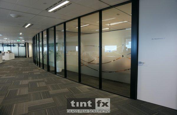 Commercial Window Tinting - Privacy Window Film - Metamark Frosted Etch Digital Cut Graphic - Scope Project Itochu Grosvenor Place Sydney 01