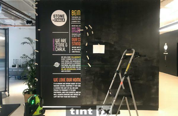 Commercial Window Tinting - Digital Print Cut Vinyl - Reception Area - Stone and Chalk - Sydney - TintFX 01 work in progress