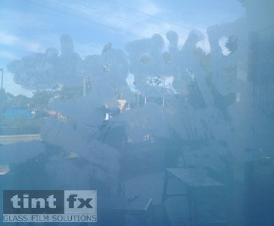 Commercial Window Tinting - Anti-Graffiti Window Film - Solar Gard Graffitigard 4 Mil 100 Micron - Surelinc Villawood NSW - TintFX - Damaged Glass