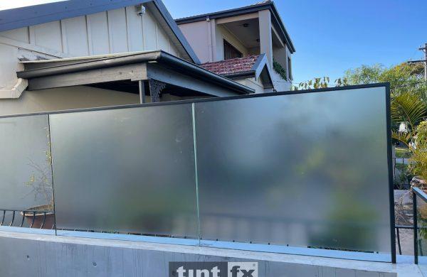 Residential Window Tinting - Privacy Window Film - Metamark M7 Dusted Etch - Bondi Beach - balcony balustrade 02 work in progress