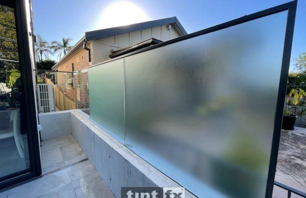 Residential Window Tinting - Privacy Window Film - Metamark M7 Dusted Etch - Bondi Beach - balcony balustrade 04 work in progress