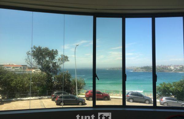 Residential Window Tinting - Solar Window Film - Solar Gard Low E Ecolux 70 - Compound Curved Windows - Bondi Beach NSW TintFX - two far right windows without film