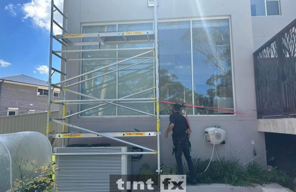 Residential Window Film Project - Solar Window Film - 3M Prestige 70 Exterior - Kellyville - TintFX - work in progress - difficult access - scaffolding