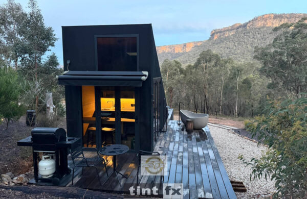 Residential Window Tinting NSW - Solar Window Film - 3M Prestige 40 Exterior - tiny home - bifolds and highlight - Wolgan Valley - TintFX