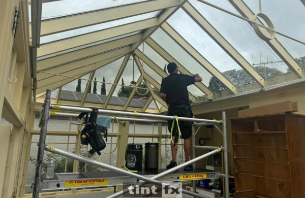 Sydney Residential Window Tinting - Solar Window Film - 3M Prestige 40 - conservatory - Ashfield - TintFX - scaffolding - work in progress